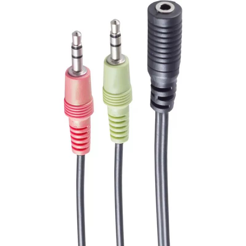 Garso kabelis ShiverPeaks BS14-05040 0,15 m 2x3,5 mm kištukas į lizdą juodas