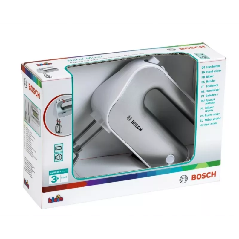 Žaislinis virtuvinis maišytuvas KLEIN Mixer Bosch 9240 Sidabrinė – apsimestinio žaidimo prietaisas, rankinis dydis vaikams