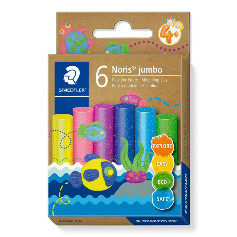 Modeliavimo molis Staedtler Noris Jumbo Glitter – netoksiškas, lengvai formuojamas, MPN 842M C6