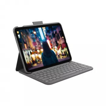 Logitech plonas Folio Pilka Bluetooth QWERTZ Swiss klaviatūra, skirta iPad