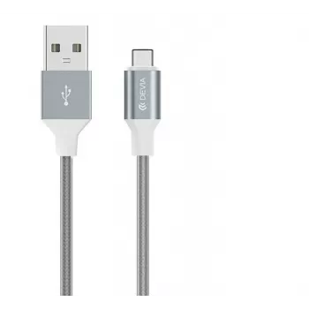 USB Micro-B laidas Devia Pheez Series 1 m, 5V 2.4A, pilkas