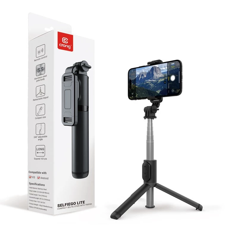 SelfieGo Compact Selfie Stick Bluetooth Tripod (20-101cm) Crong CRGSGL1B