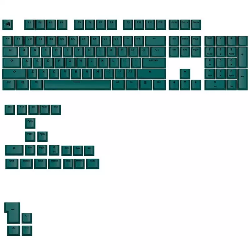 PBT dažais įsūblimuotas klavišų dangtelių rinkinys GLORIOUS GPBT Basics — ANSI išdėstymas, TGRN spalva