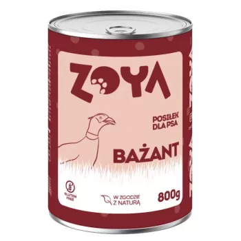 Drėgnas šunų maistas ZOYA Pheasant 800 g — visavertis konservuotas maistas suaugusiems šunims, 76 % drėgmės, 9,5 % baltymų