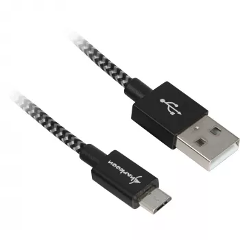 USB A–B kabelis Sharkoon 1,0 m su aliuminio pynimo ekranu, USB duomenų kabelis