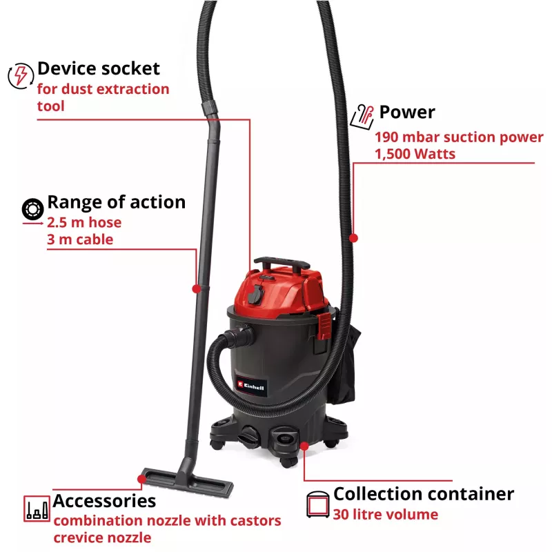 Einhell 2342490 Rankinis dulkių siurblys, juodas