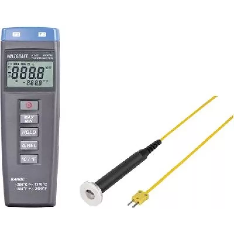 VOLTCRAFT K102 + TP 302 temperatūros matavimo prietaisas -200 iki +1370 °C K tipo zondas