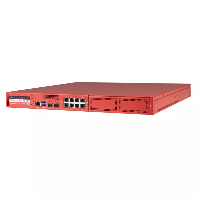 Securepoint RC1000R G5 saugos UTM įrenginys, 30 Gbit/s, 3,5 Gbit/s, 1000 vartotojų, AES, laidinis, RJ-45