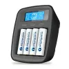 Baterijų įkroviklis everActive NC1000MV2 — Ni-MH 4 vietų USB-C įkroviklis, 4 elementai, 5V, juodas, 110×99×38 mm