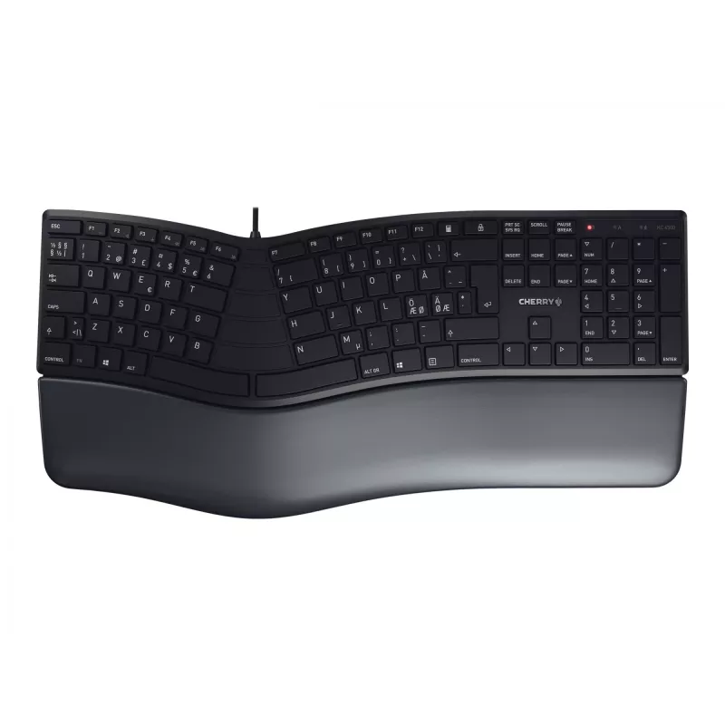 CHERRY KC 4500 ERGO klaviatūra Universali USB QWERTY Nordic Juoda