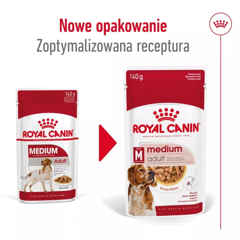 ROYAL CANIN SHN Medium Adult su padažu - drėgnas ėdalas suaugusiems šunims - 10x140g