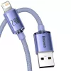 Baseus Crystal Shine laidas USB į Lightning, 2,4 A, 2 m (violetinis)
