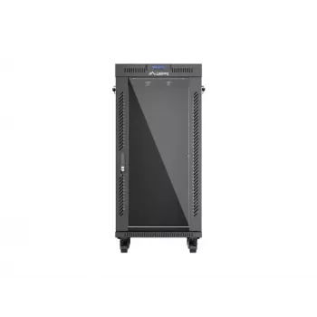 Laisvai stovinti stelažinė spinta LANBERG FF01-6624-12BL 24U 19 colių 600×600 mm, IP20, 1200 kg, juoda