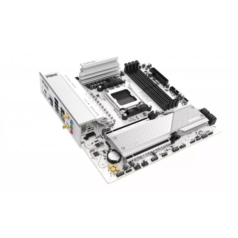 Pagrindinė plokštė Sapphire PURE B850M WIFI Micro ATX — AMD B850, lizdas AM5, DDR5 iki 8000 MHz, 4 DIMM, „Wi‑Fi 6“, 2,5 Gb LAN, 2× M.2, PCIe 5.0 x16