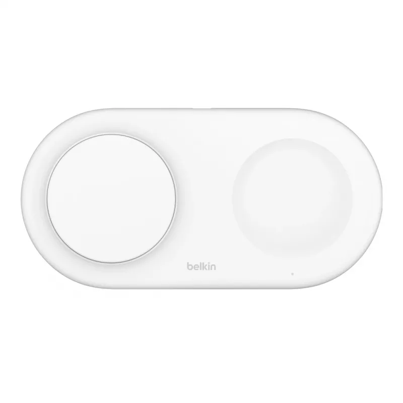 Belkin WIZ021VFWH – 2-in-1 belaidis įkrovimo kilimėlis su Qi2 technologija 15 W, baltas