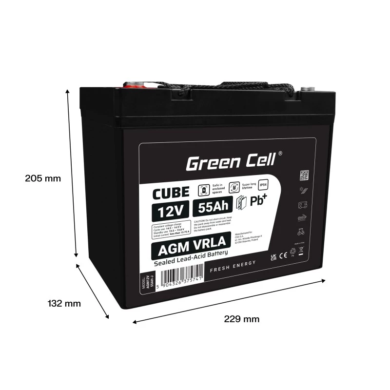 Baterija AGM VRLA 12V 55Ah IP54