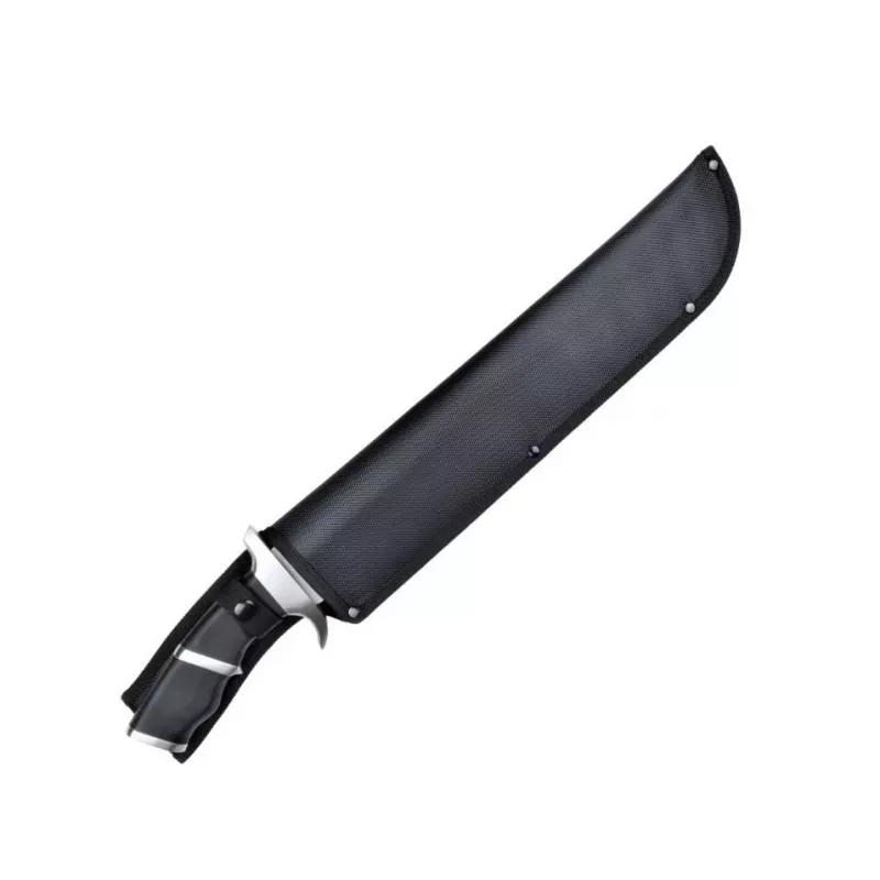 Išlikimo peilis cinema classic CC-PDT — nerūdijančio plieno ašmenys 375 mm, bendras ilgis 525 mm, nerūdijančio plieno rankena, juodos plastikinės makštys, 1 kg
