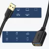 Ugreen ilginamojo kabelio adapteris USB 3.0 (moteriška) į USB 3.0 (vyriška) 2 m (juodas)