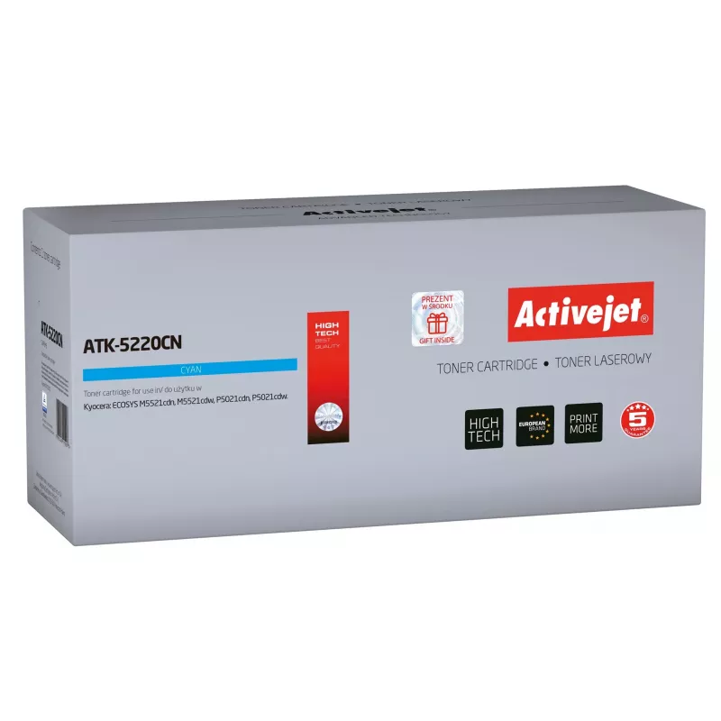 Activejet ATK-5220CN tonerio kasetė (pakaitalas Kyocera TK-5220C; Supreme; 1200 puslapių; žydra)