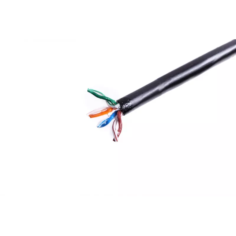 Lauko geliu užpildytas montavimo kabelis DIGITUS cat.5e, U/UTP, AWG 24/1, PE, 305 m, juodas, ritė