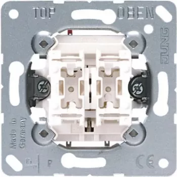 Mygtukinis jungiklis JUNG 535 U, 1 polius (1P), 250 V AC, 10 A, laidinis, metalinė balta