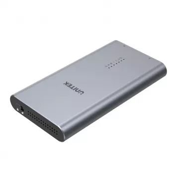 SSD dėklas Unitek S1206A 2× M.2 NVMe PCIe Gen3 x4 diskams, USB 3.2 Gen 2 (10 Gbit/s), aliuminis, USB-C, komplekte maitinimo adapteris