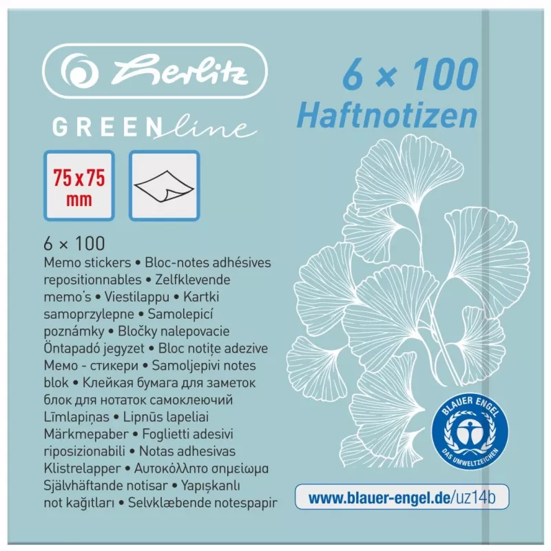 Užrašų popierius stačiakampis Herlitz 50033430 mėlynas žalias geltonas