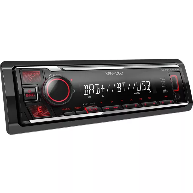 Elektronika KMM-BT408DAB, juoda, 1 DIN, 88 W, 4.0 kanalų, 50 W, 20 - 20000 Hz