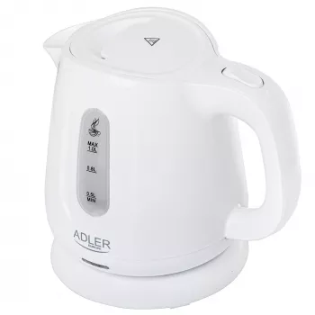 Elektrinis virdulys Adler AD 1373 — 1 L talpa, 850 W, baltas, 360° pagrindas, polipropilenas