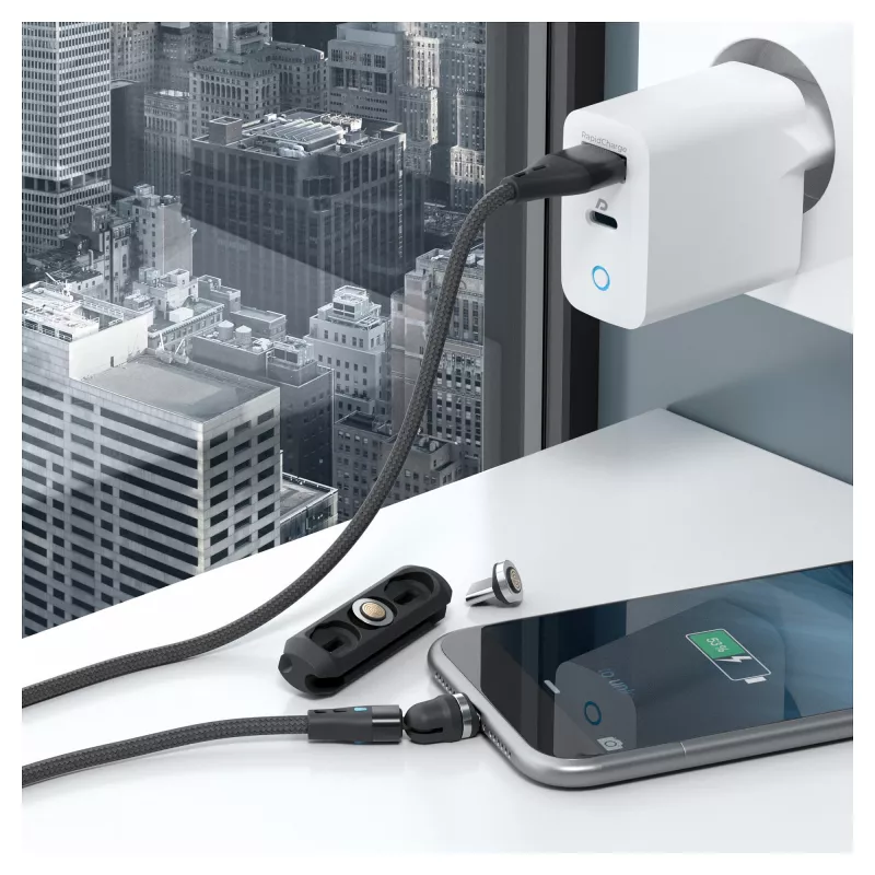 USB laidas RealPower MagneticCharge3 2 m USB A juodas