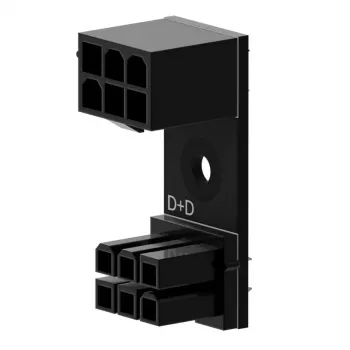 6‑Pin PCIe 180° adapteris D+D Singularity SC‑A‑PCIE6‑DD, skirtas GPU/PCIe maitinimo jungčiai