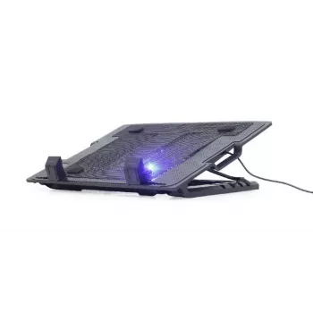 Nešiojamojo kompiuterio aušinimo padėklas Gembird NBS-1F17T-01, iki 17 colių, 1×15 cm ventiliatorius, USB 2.0, 370×265×33 mm, 350 mA, juodas