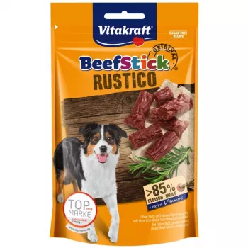 Šunų skanėstas Vitakraft Beef Stick Rustico 55 g — kramtomas jautienos skonio, baltymai 30 %, riebalai 25 %