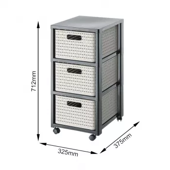 Laikymo įrenginys Rotho Country 3 stalčiai kapučino/antracito spalvos, technopolimeras, 712×325×375 mm