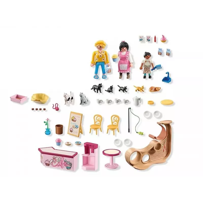 Žaidimų rinkinys PLAYMOBIL My Life 71744 Kačių kavinė su figūrėlėmis, žaidimų rinkinys vaikams