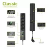 Apsaugotas nuo viršįtampių kištukinis lizdas EVER CLASSIC 5x tipo E lizdai, 250 V, 1,5 m kabelis, 175 J, su jungikliu