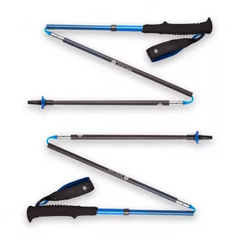 Žygio lazdos Juoda Diamond Distance Carbon Z-Pole, anglies pluošto kotas, sulankstoma Z formos, 296 g, 44–130 cm