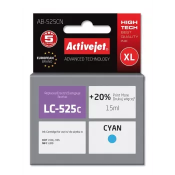 Rašalo kasetė ActiveJet AB-525CN, suderinama su Brother, žalsvai mėlyna, didelės (XL) talpos, 15 ml