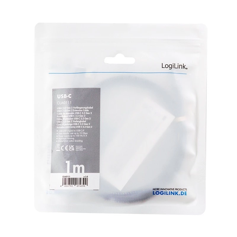 USB3.2 Gen2 Type-C į USB-C/F, PD, 1m