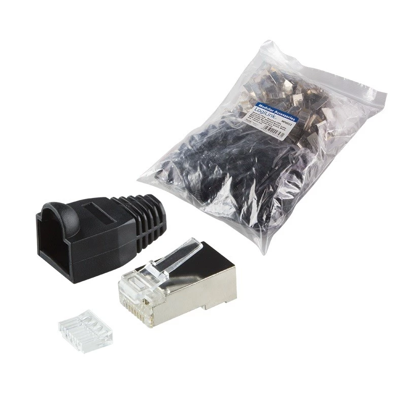 Laido jungtis RJ45 LogiLink MP0022, juoda, skaidri