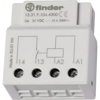 Finder relė, skirta UP-Dose arba Schalterdose 13.31.9.024.4300 24 V/DC 1 normaliai atviras kontaktas 12 A 250 V/AC (13.31.9.024.4300)