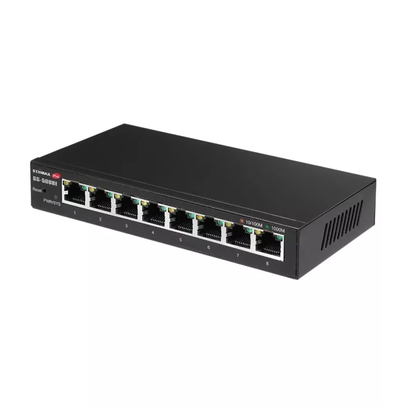Edimax GS-5008E tinklo komutatorius valdomas Gigabit Ethernet (10/100/1000) juodas