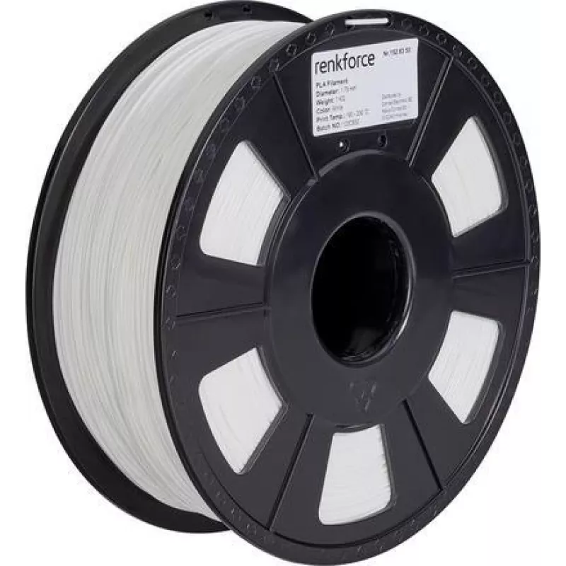 Renkforce RF-4511190 3D spausdinimo medžiaga polipieno rūgštis (PLA) balta 1 kg (RF-4511190)