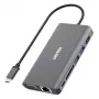 UNITEK uHUB O8+ laidinis USB 3.2 Gen 1 Type-C pilkas 100W Power Delivery