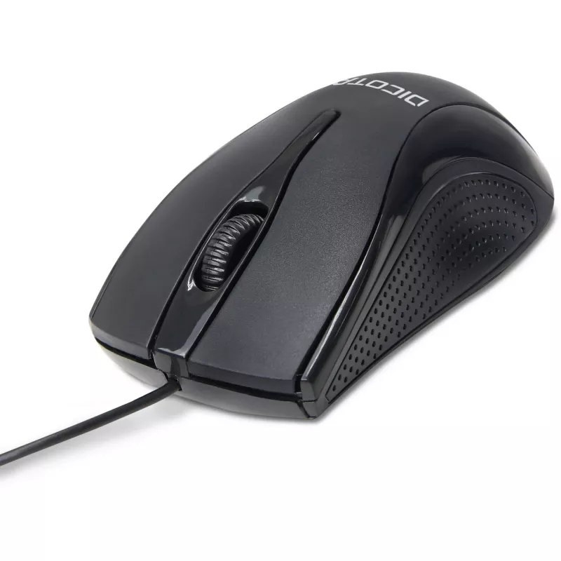 DICOTA - Pelė - dešiniarankiams ir kairiarankiams - Lazerinė - 3 mygtukai - Laidinė - USB - Juoda (D32011)
