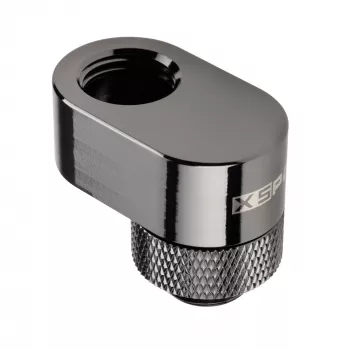 XSPC Rotary 14mm Offset G1/4 Fitting, Chrome Juoda - kampinė sukamoji jungtis vandens aušinimui