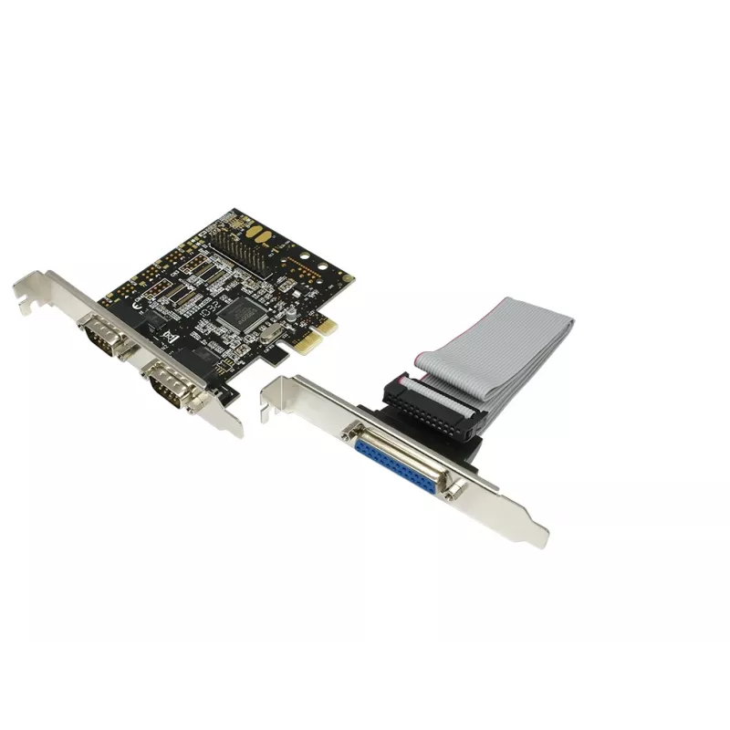 Vidinė PCIe sąsajos plokštė LOGILINK PC0033 su nuosekliaisiais ir lygiagrečiaisiais išėjimais, NetMOS mikroschemų rinkinys