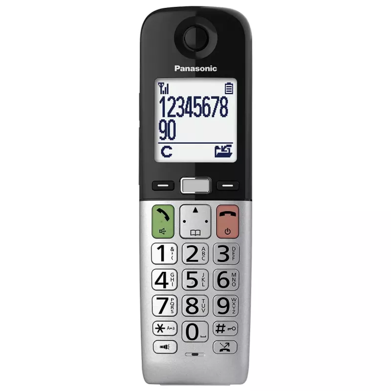 DECT telefonas Panasonic KX-TGU430 belaidis ragelis, garsiakalbis, skambintojo ID, 2,4 colio ekranas, 1000 įrašų telefonų knyga, pilka/juoda