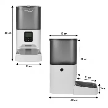 Automatinis naminių gyvūnėlių ėdalo dozatorius GreenBlue GB393, programuojamas laikmatis, 2,5 l talpa, sausam ėdalui