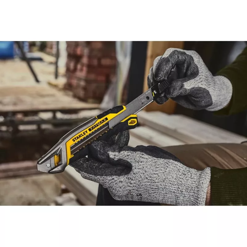 Utility Knife Stanley FATMAX FMHT10594-0 Juoda Stainless Steel Geltona 18mm Width 165mm Length